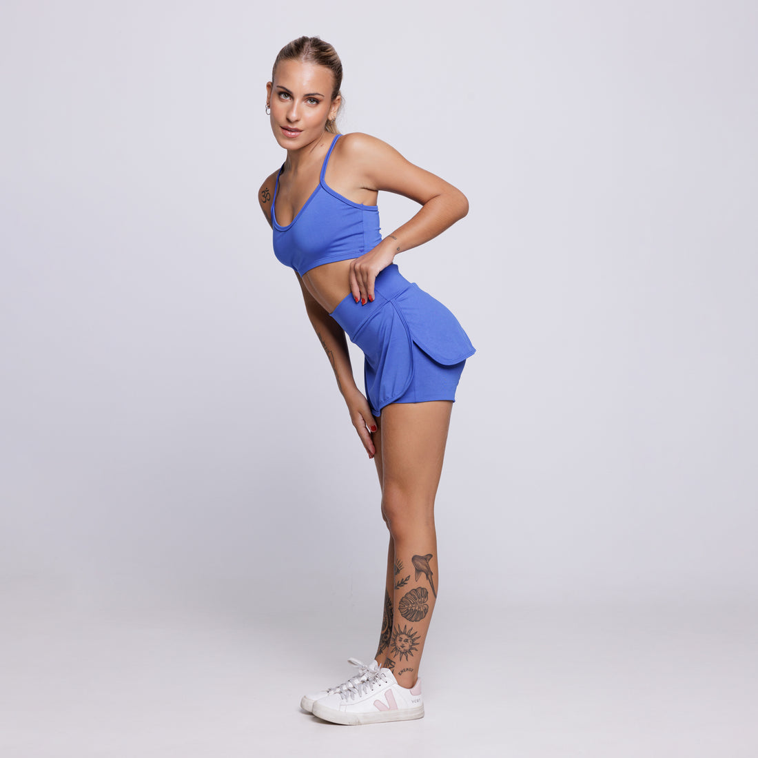 Conjunto Top Alça Fina e Short Saia Suplex Royal - VEKYO