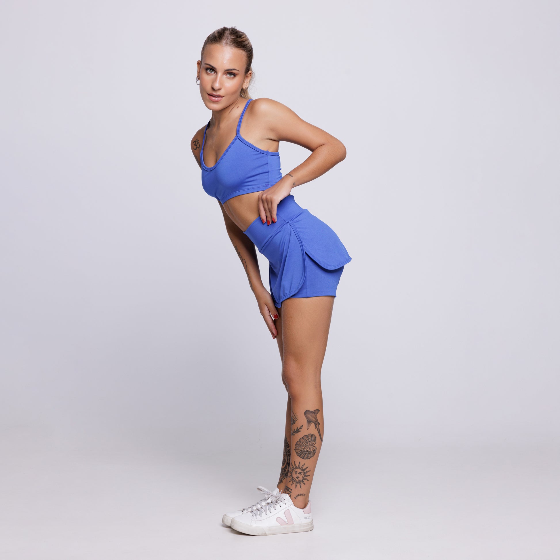 Conjunto Top Alça Fina e Short Saia Suplex Royal - VEKYO