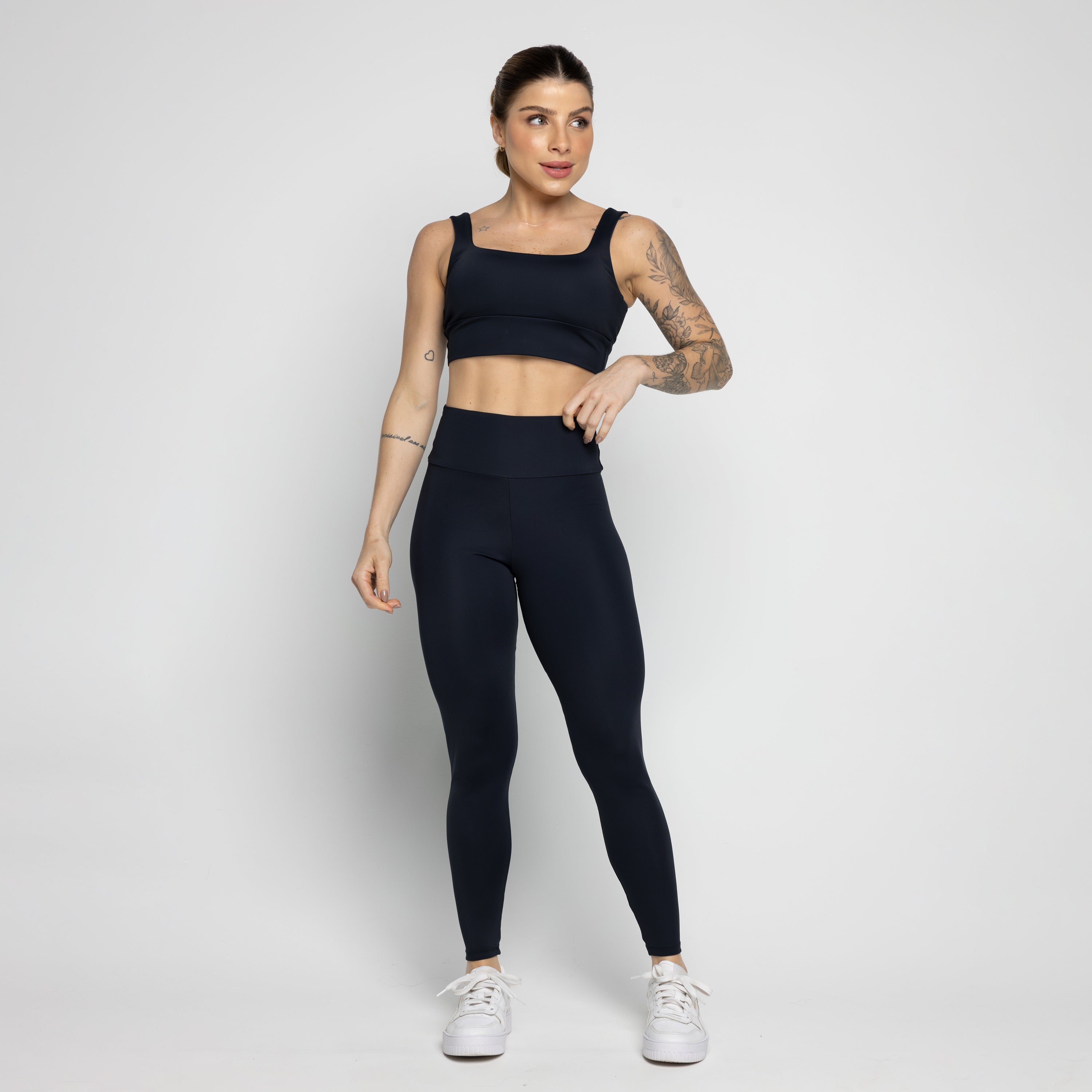 Kit Top + Calça Zero Transparência + Blusa Preto - VEKYO