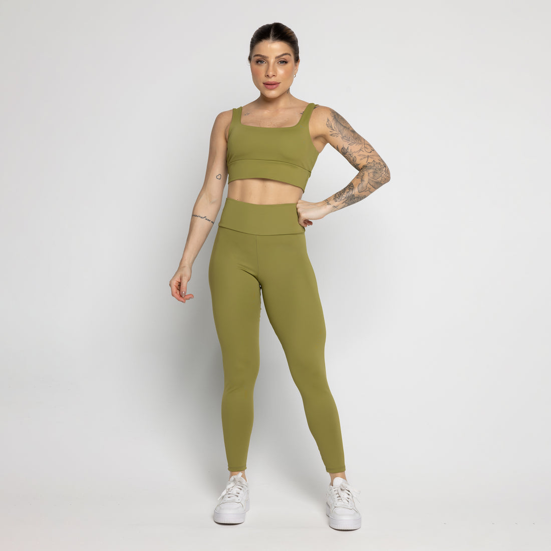 Kit Top + Calça Zero Transparência + Blusa Verde - VEKYO