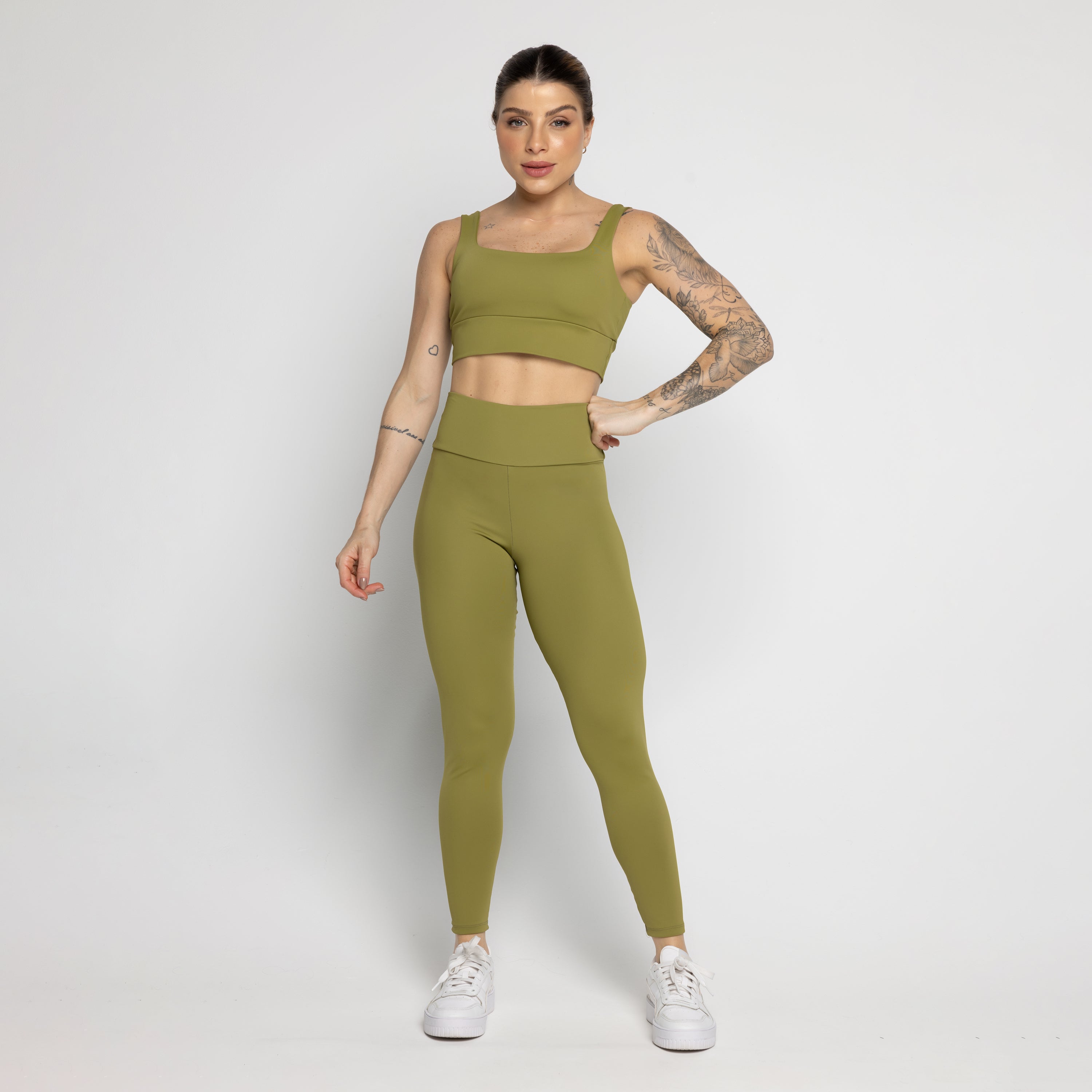 Kit Top + Calça Zero Transparência + Blusa Verde - VEKYO