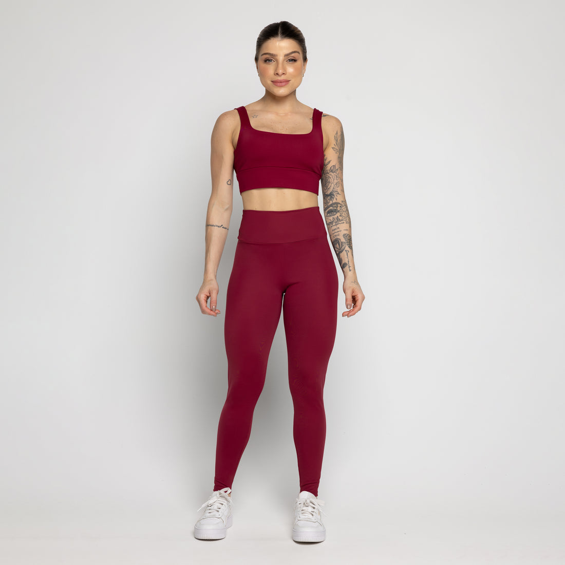 Kit Top + Calça Zero Transparência + Blusa Vinho