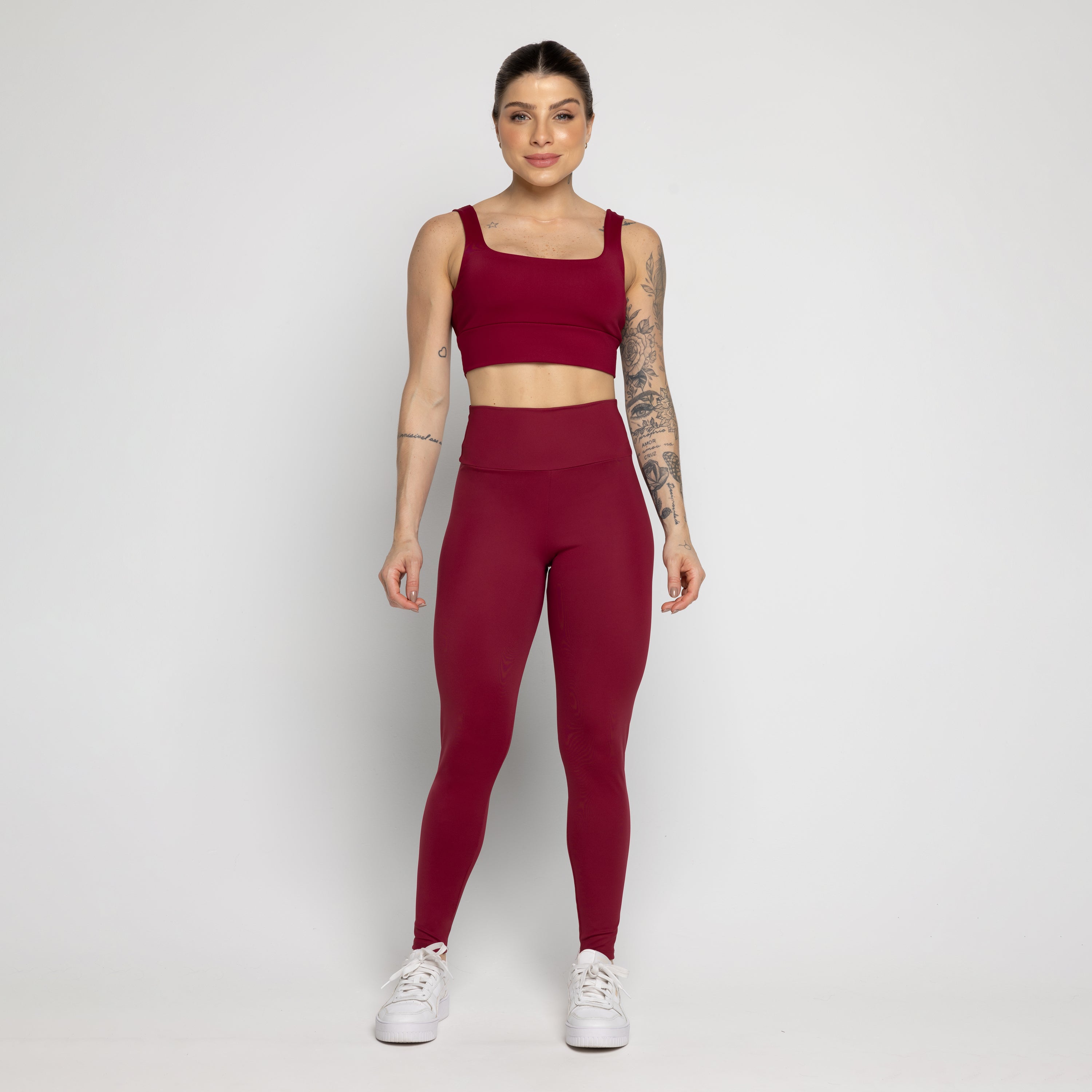 Kit Top + Calça Zero Transparência + Blusa Vinho