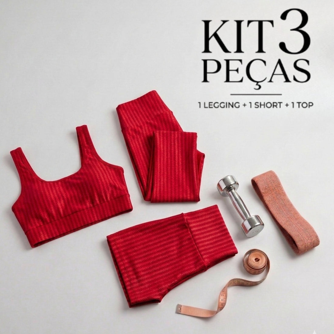 Kit Top + Calça + Short New Zig Vermelho - VEKYO