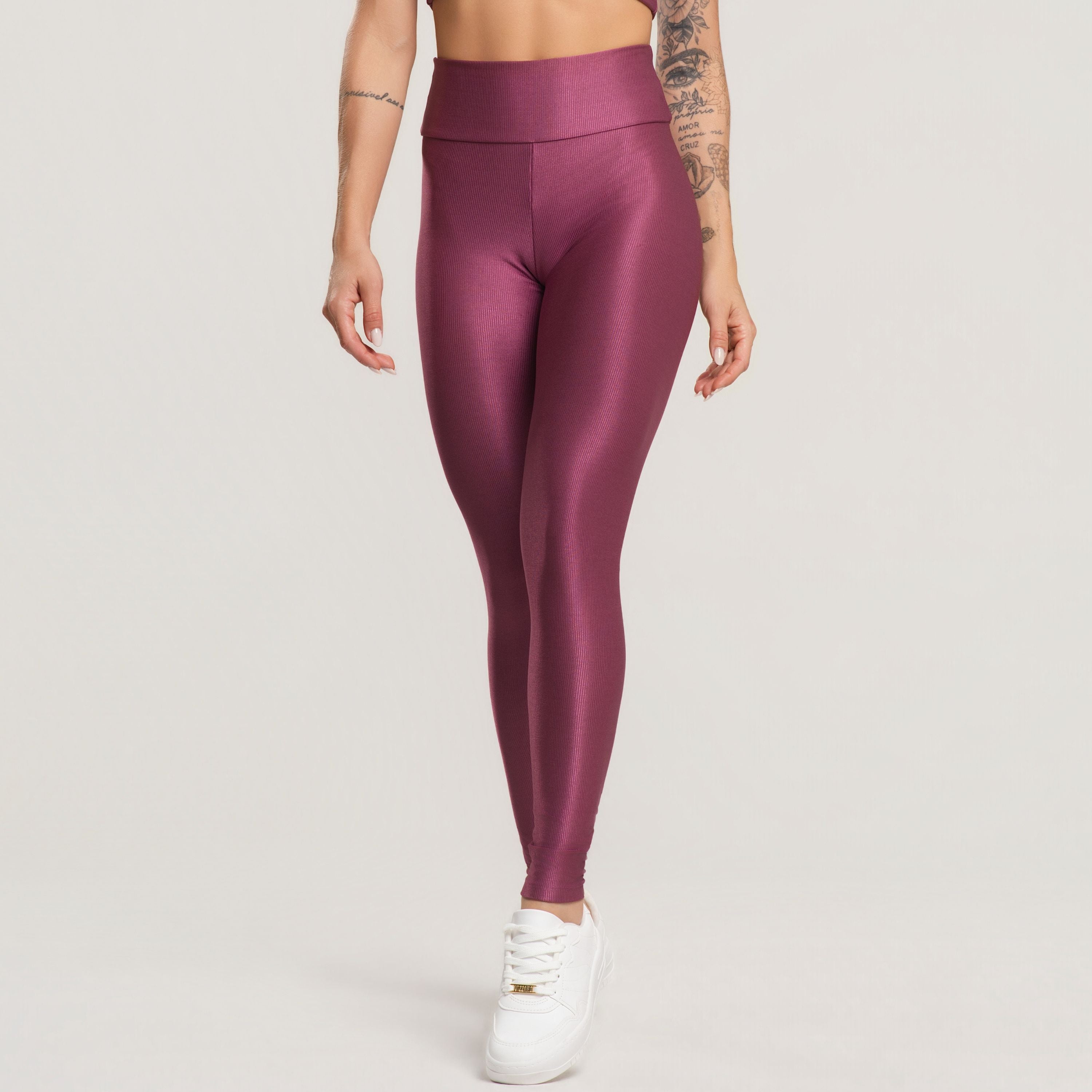 Calça Legging Fitness Feminina Canelada Active Roxo - VEKYO