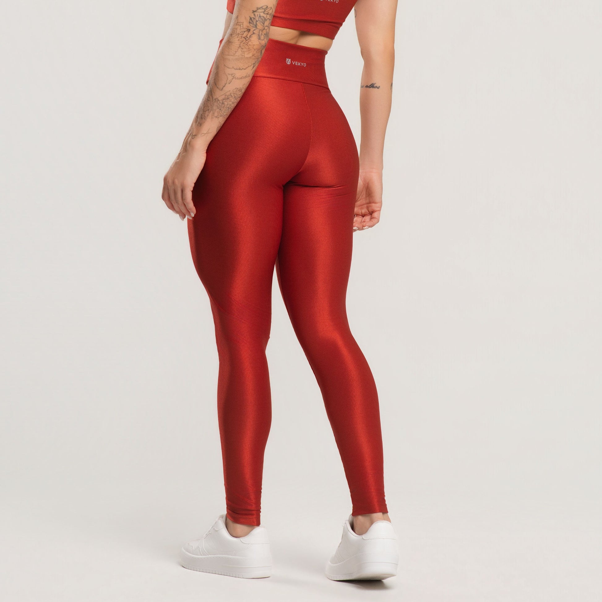 Calça Legging Fitness Feminina Canelada Active Terracota - VEKYO