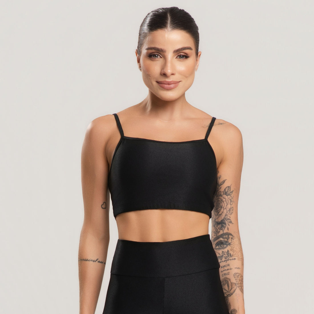Top Fitness Feminino Canelado Active Preto - VEKYO