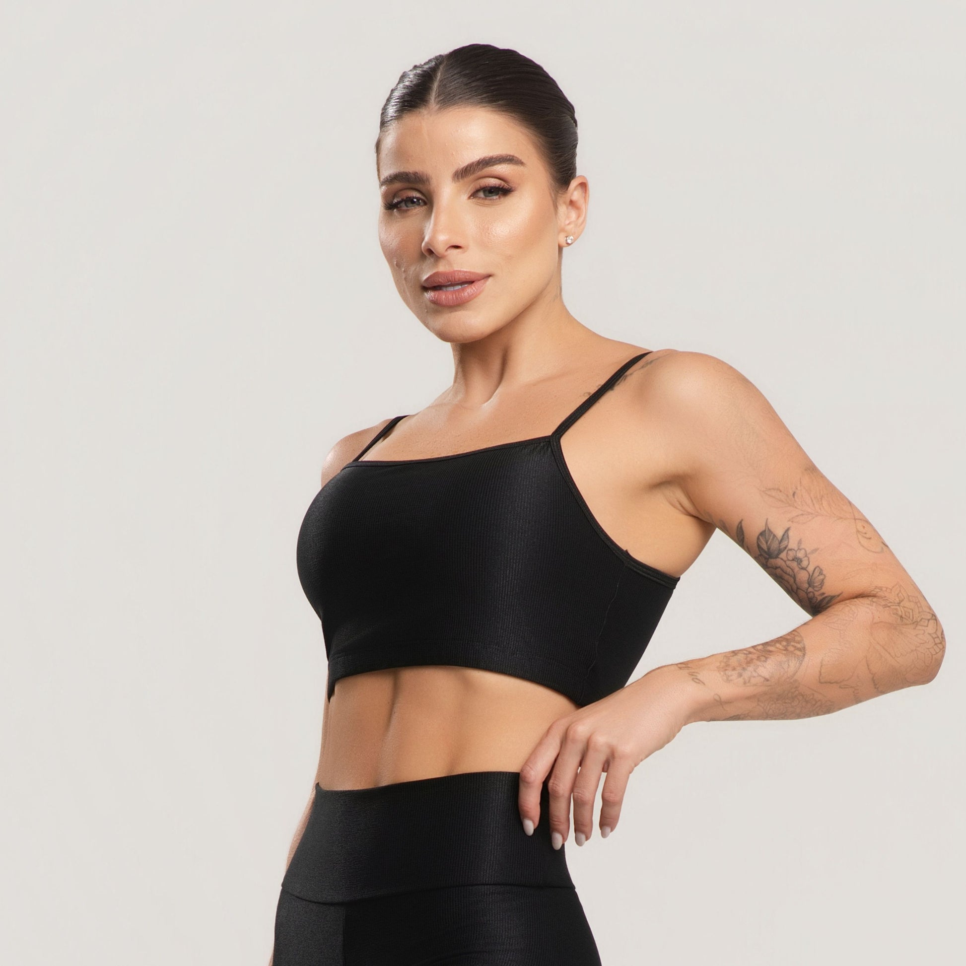 Top Fitness Feminino Canelado Active Preto - VEKYO