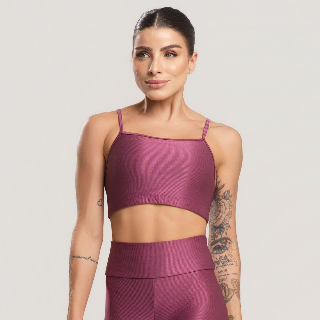 Top Fitness Feminino Canelado Active Roxo - VEKYO