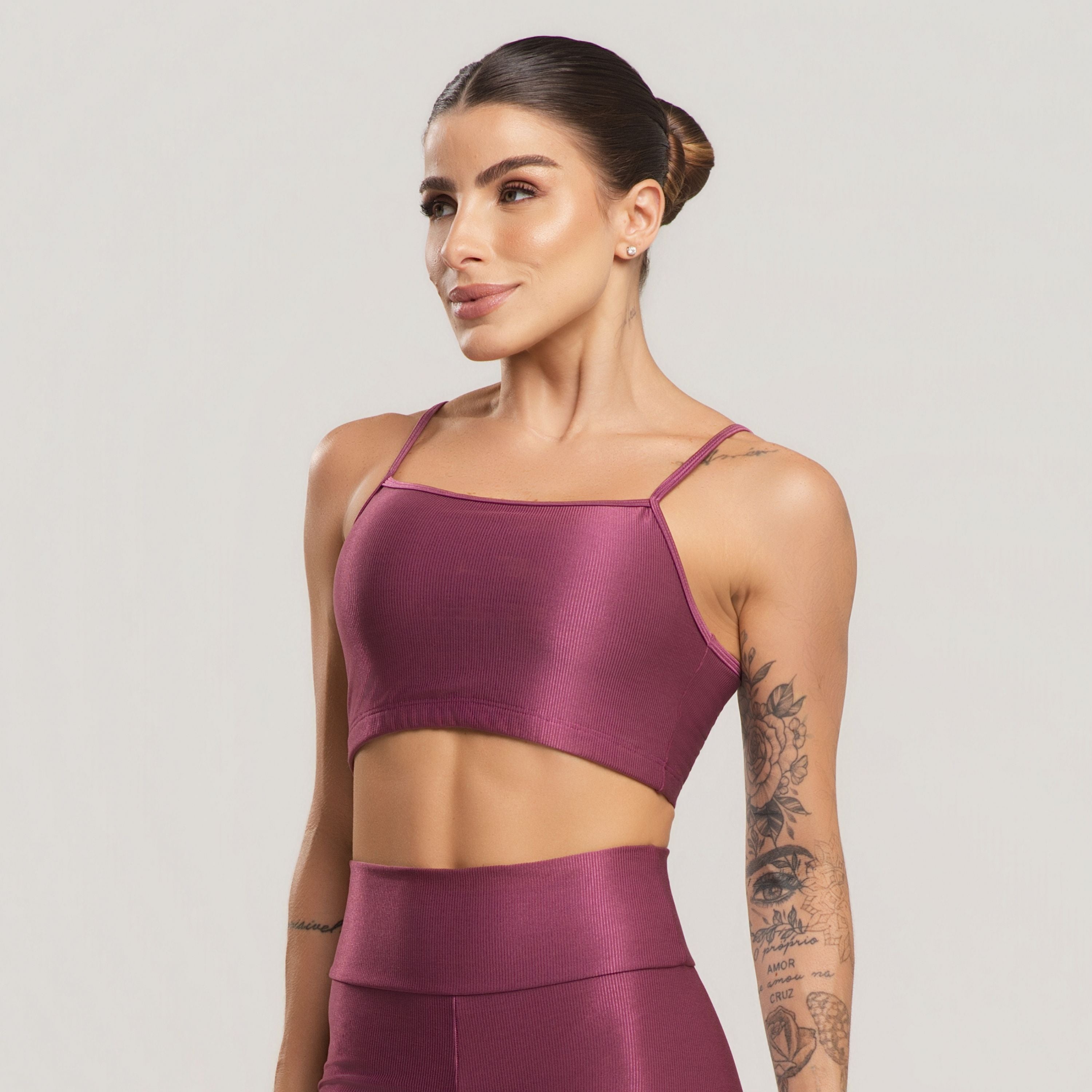 Top Fitness Feminino Canelado Active Roxo - VEKYO