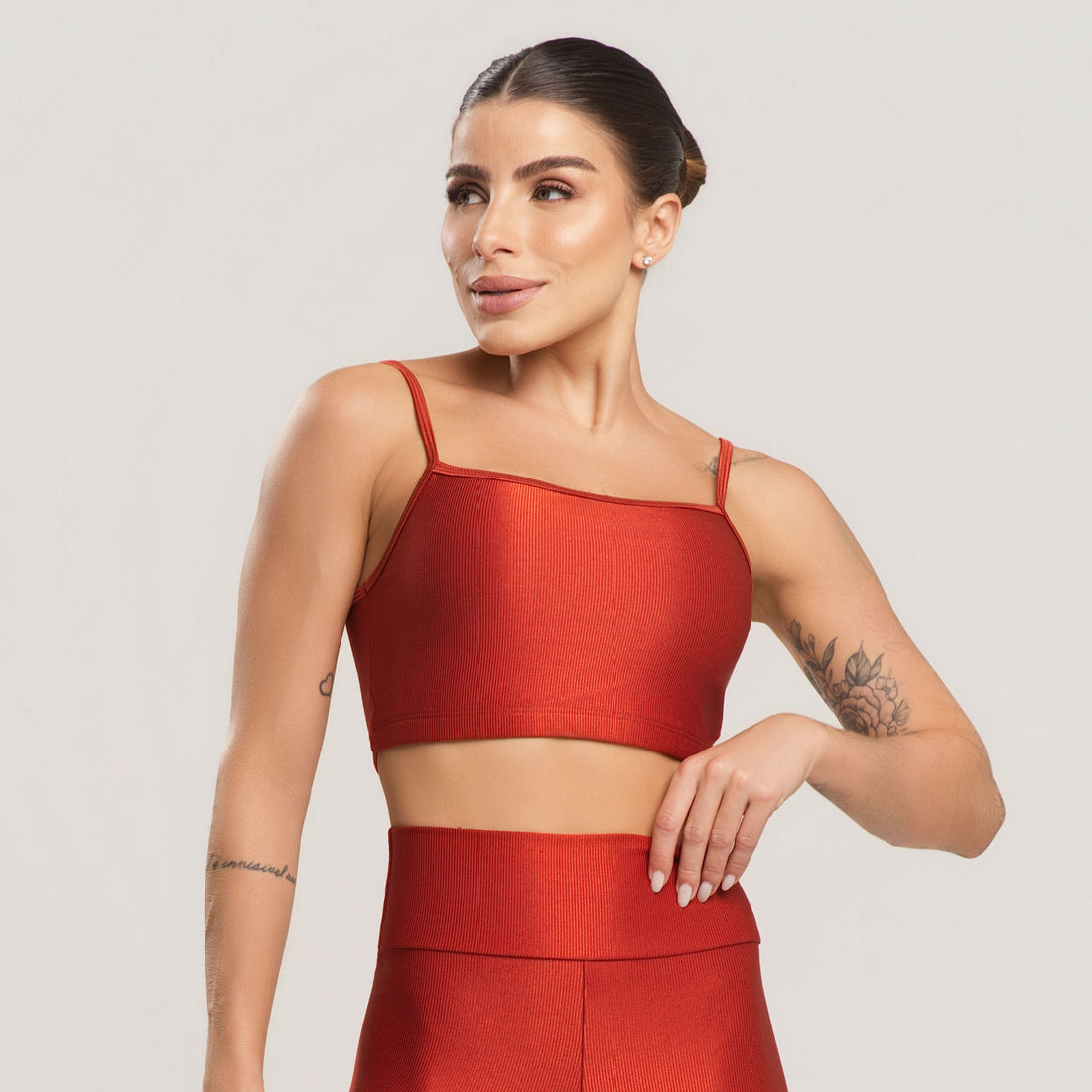 Top Fitness Feminino Canelado Active Terracota - VEKYO