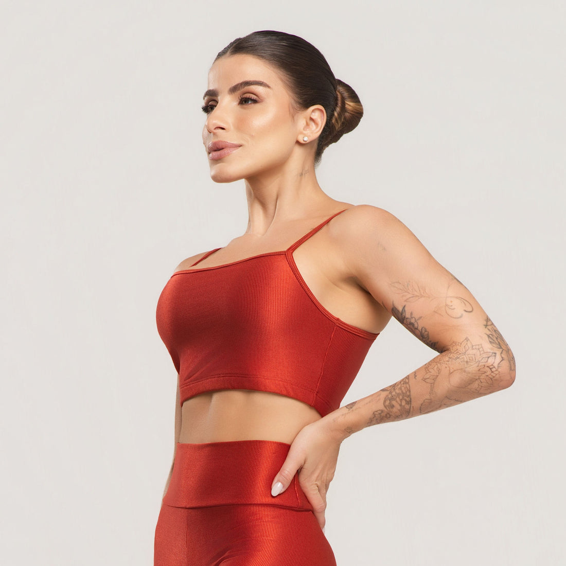 Top Fitness Feminino Canelado Active Terracota - VEKYO