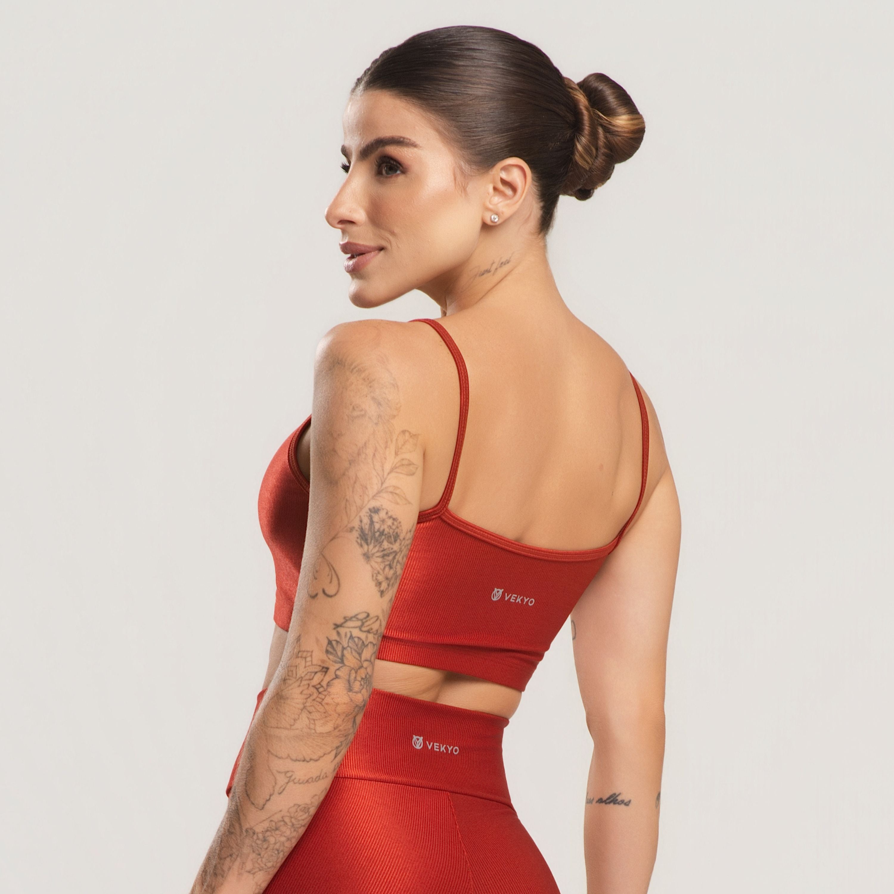 Top Fitness Feminino Canelado Active Terracota - VEKYO