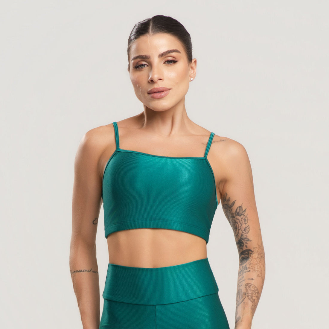 Top Fitness Feminino Canelado Active Verde - VEKYO
