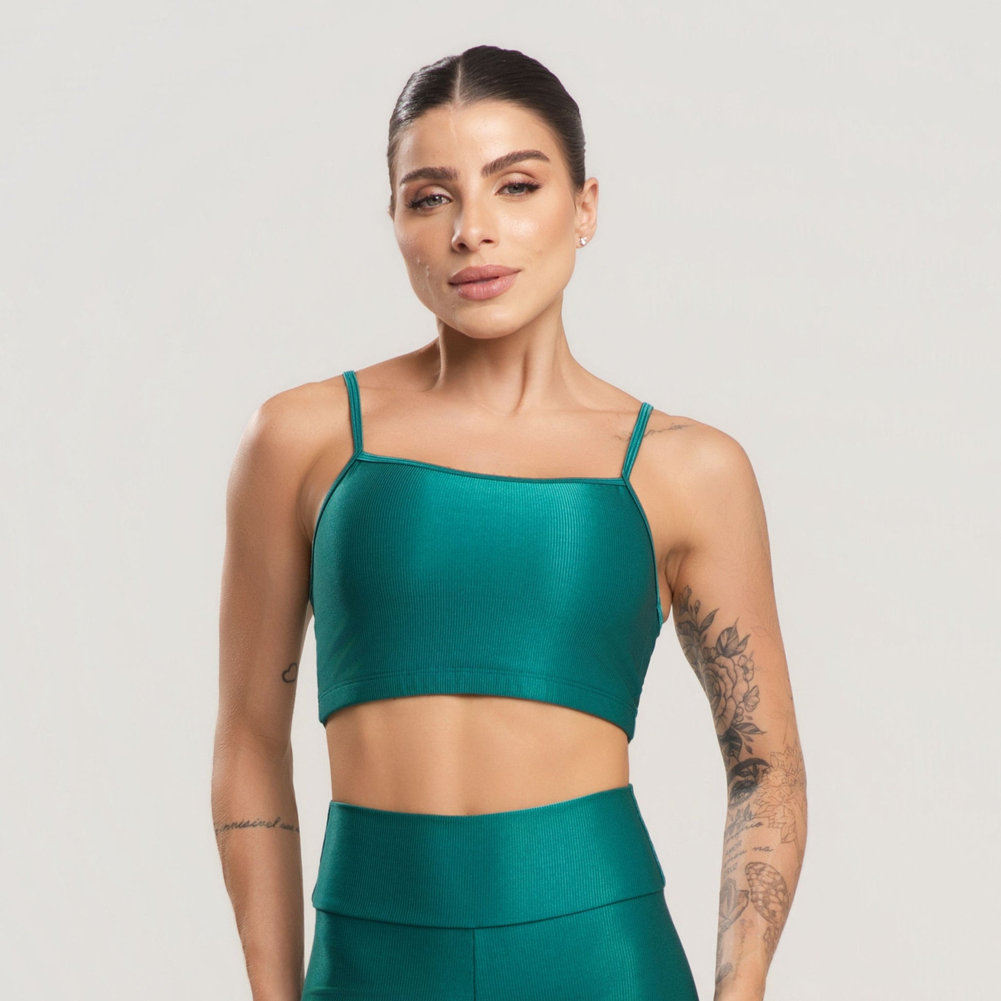 Top Fitness Feminino Canelado Active Verde - VEKYO