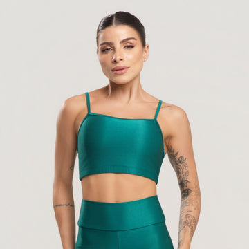 Top Fitness Feminino Canelado Active Verde - VEKYO