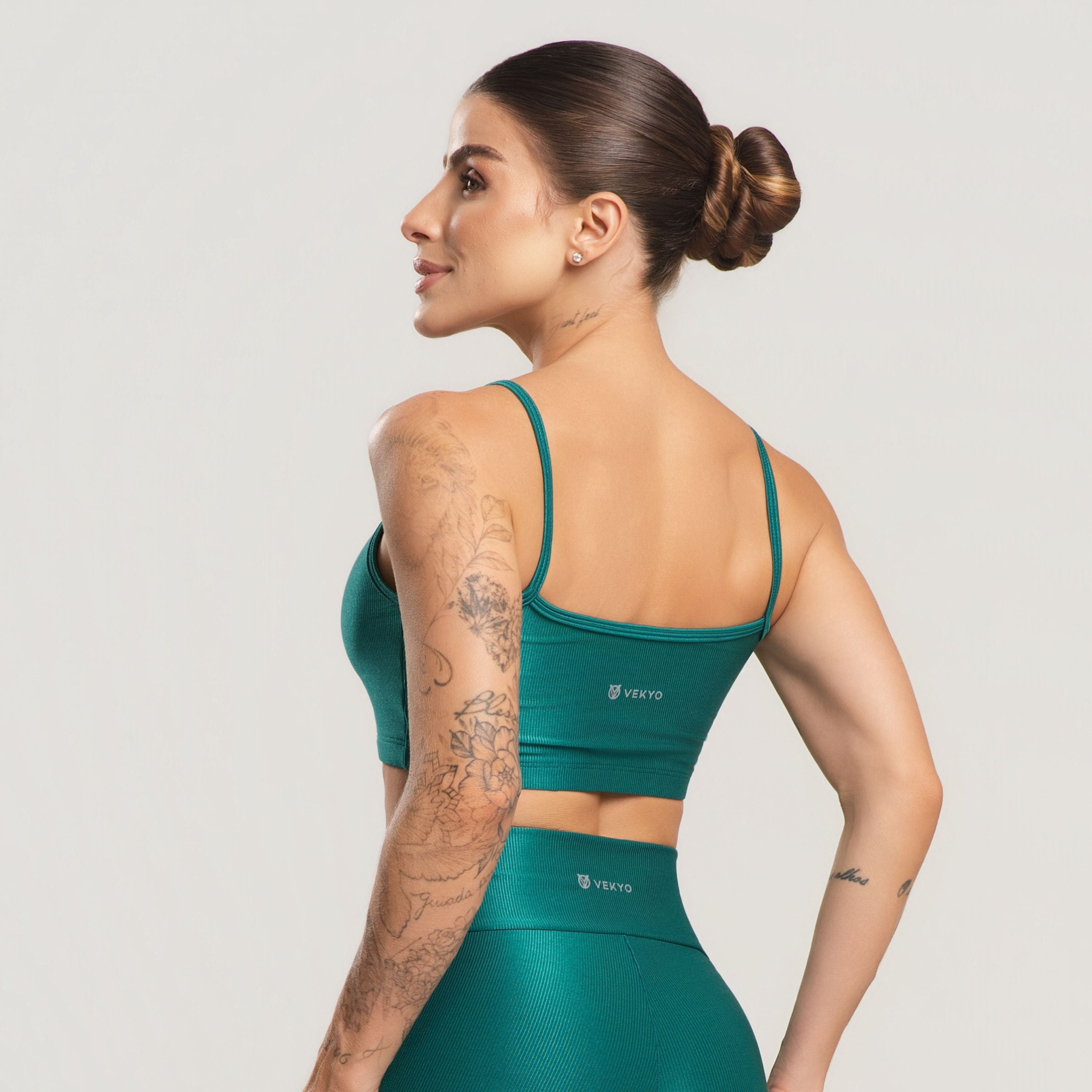 Top Fitness Feminino Canelado Active Verde - VEKYO