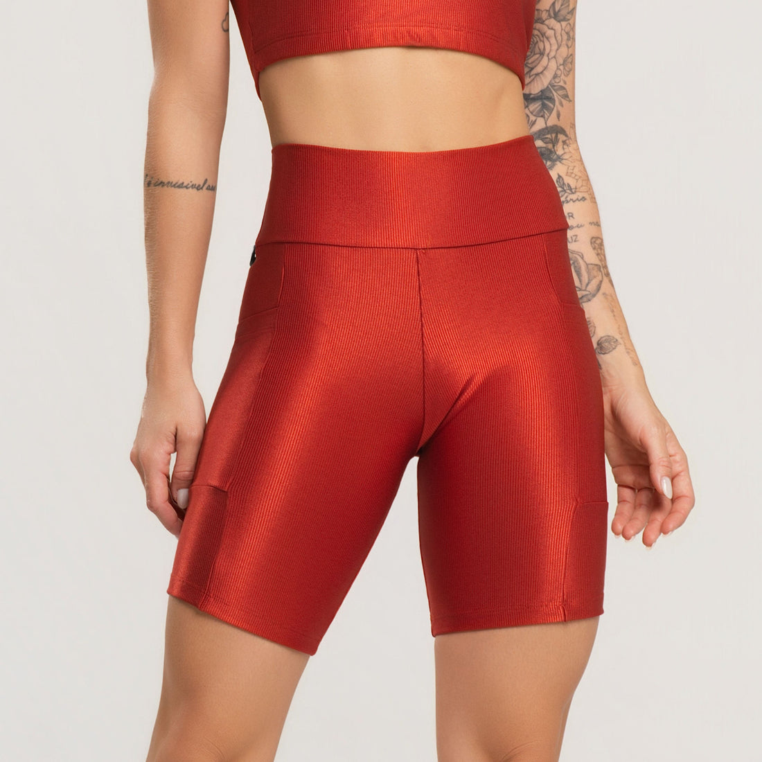 Bermuda Fitness Feminina Canelada Com Bolso Active Terracota - VEKYO