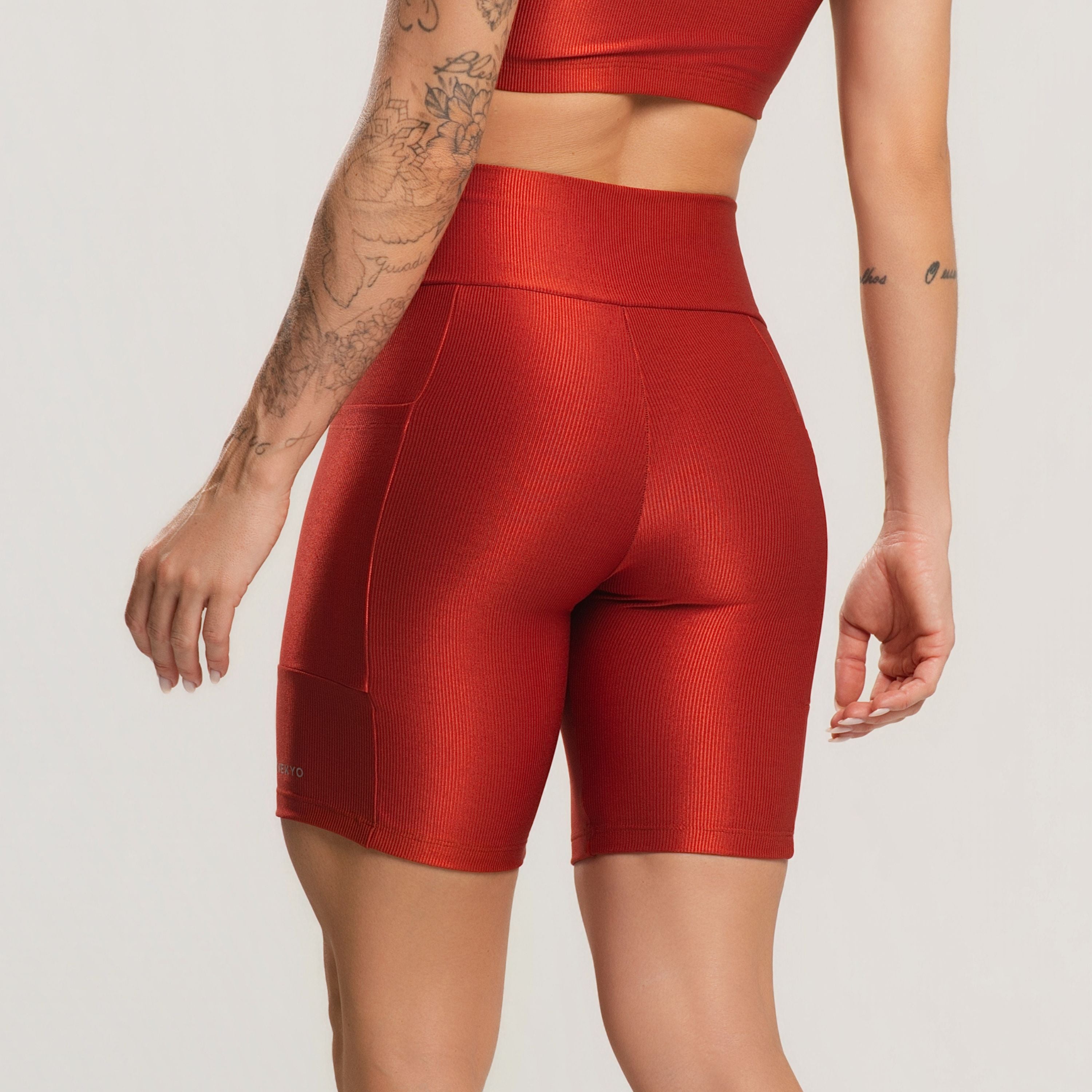 Bermuda Fitness Feminina Canelada Com Bolso Active Terracota - VEKYO