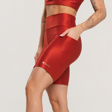 Bermuda Fitness Feminina Canelada Com Bolso Active Terracota - VEKYO