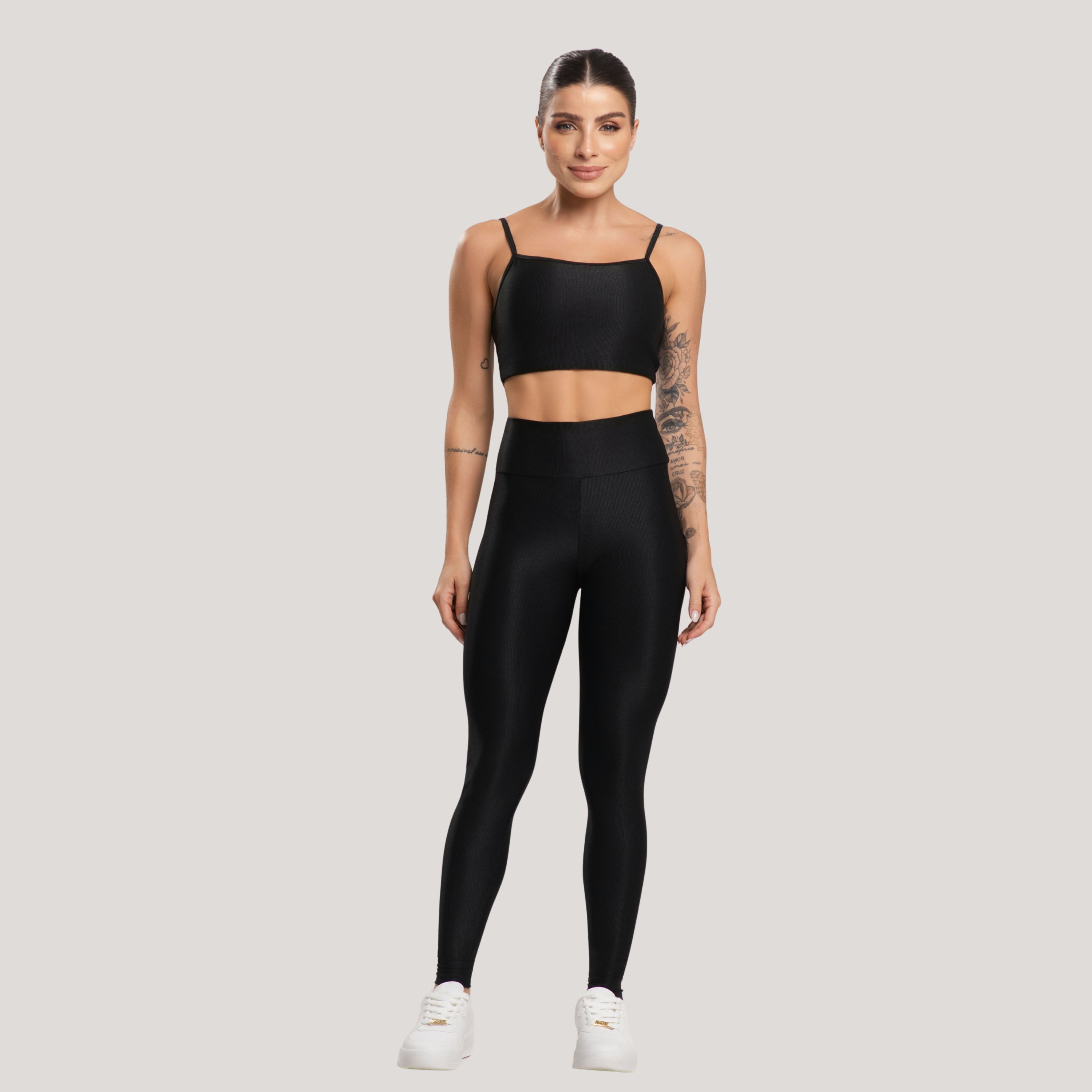 Conjunto Fitness Feminino Canelado ACTIVE Preto - VEKYO