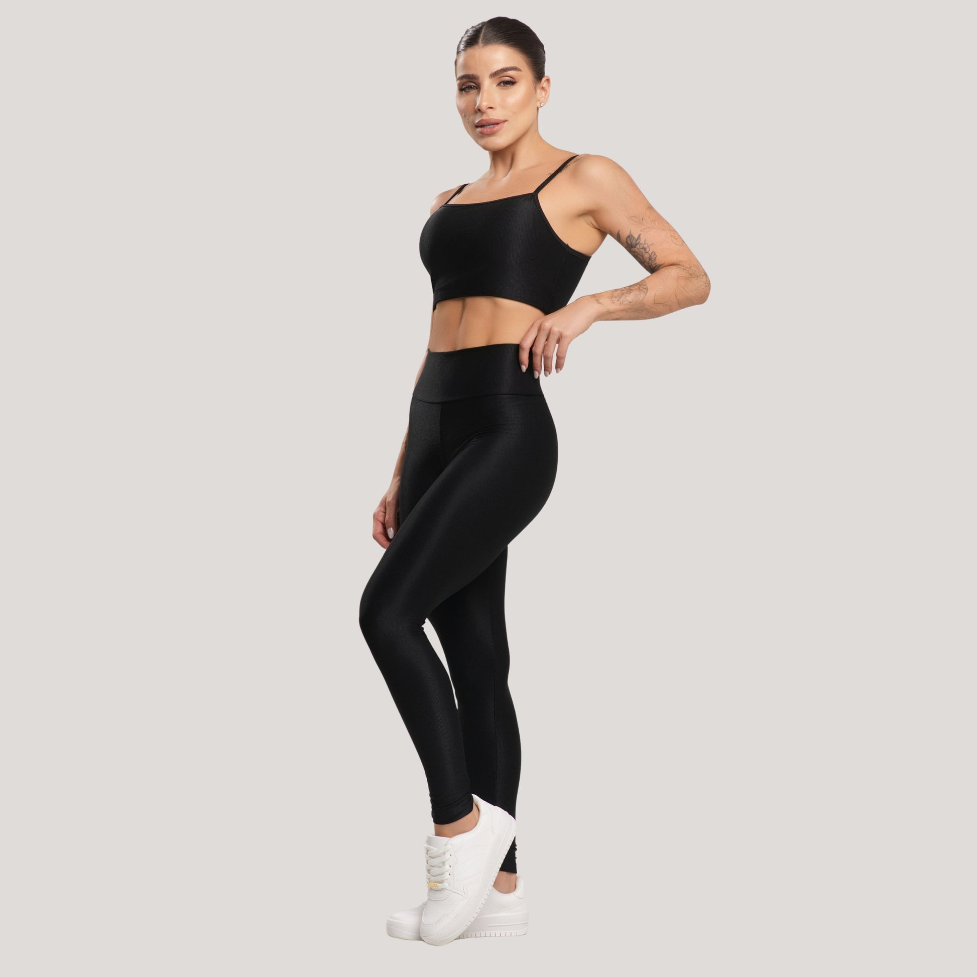 Conjunto Fitness Feminino Canelado ACTIVE Preto - VEKYO