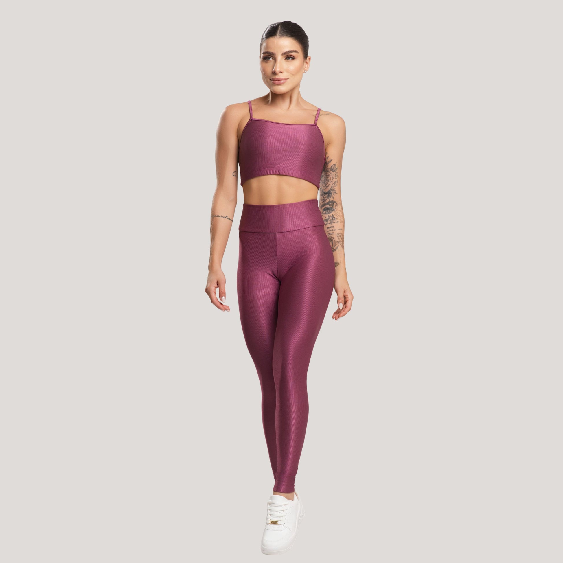 Conjunto Fitness Feminino Canelado ACTIVE Roxo - VEKYO