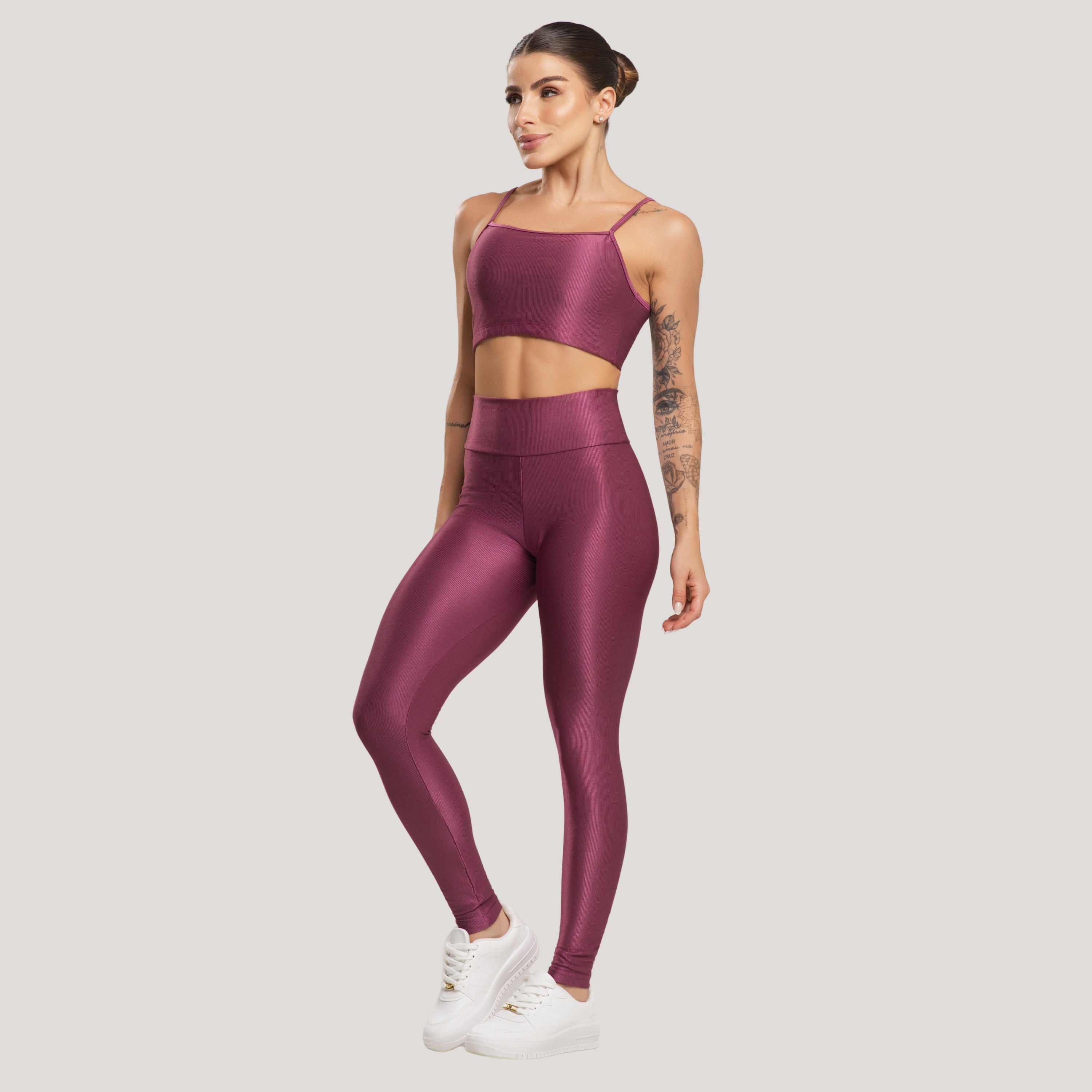 Conjunto Fitness Feminino Canelado ACTIVE Roxo - VEKYO