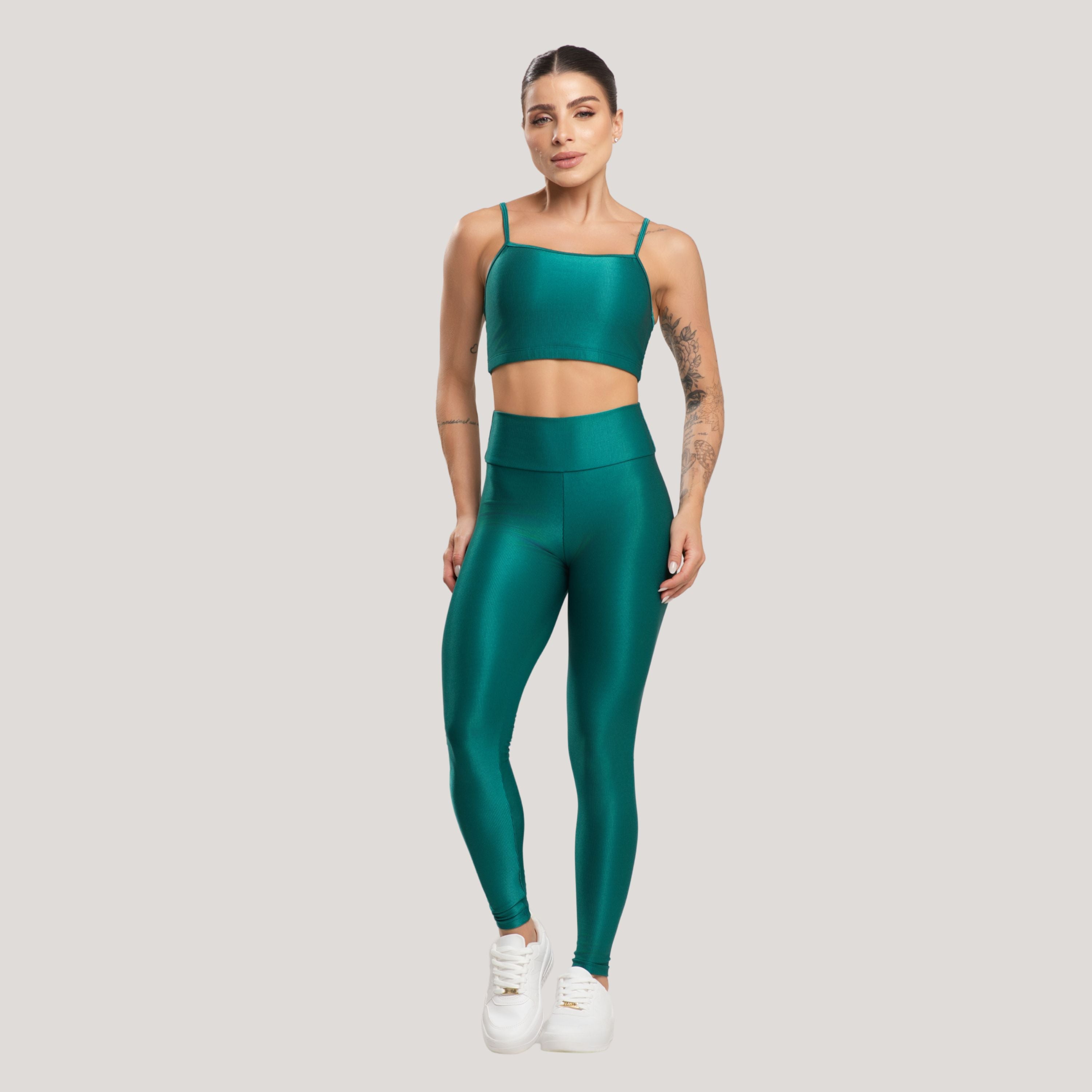 Conjunto Fitness Feminino Canelado ACTIVE Verde - VEKYO