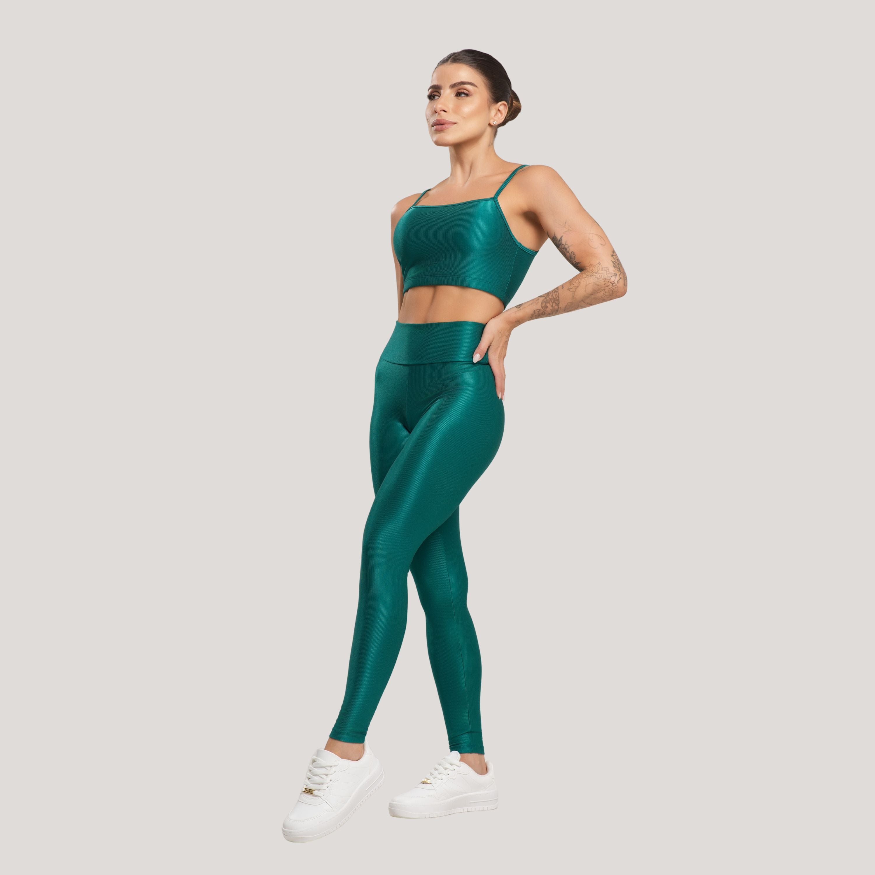 Conjunto Fitness Feminino Canelado ACTIVE Verde - VEKYO