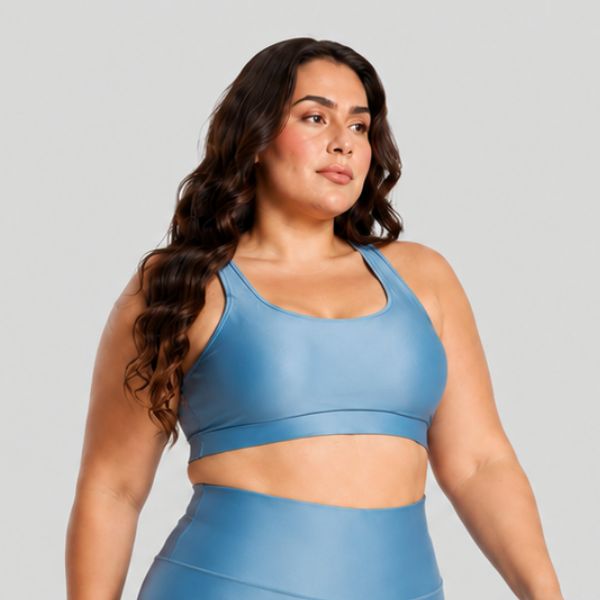 Top Fitness Plus Size ESSENTIAL Azul Claro