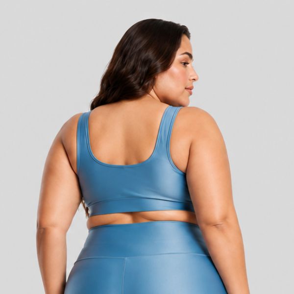 Top Fitness Plus Size ESSENTIAL Azul Claro