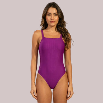 Maiô Cavado Canelado Liso Roxo - VEKYO
