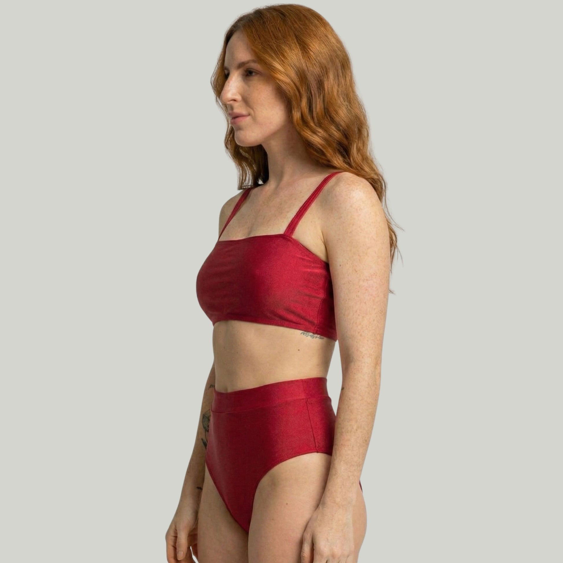 Biquíni Top Faixa Cintura Alta Vermelho - VEKYO