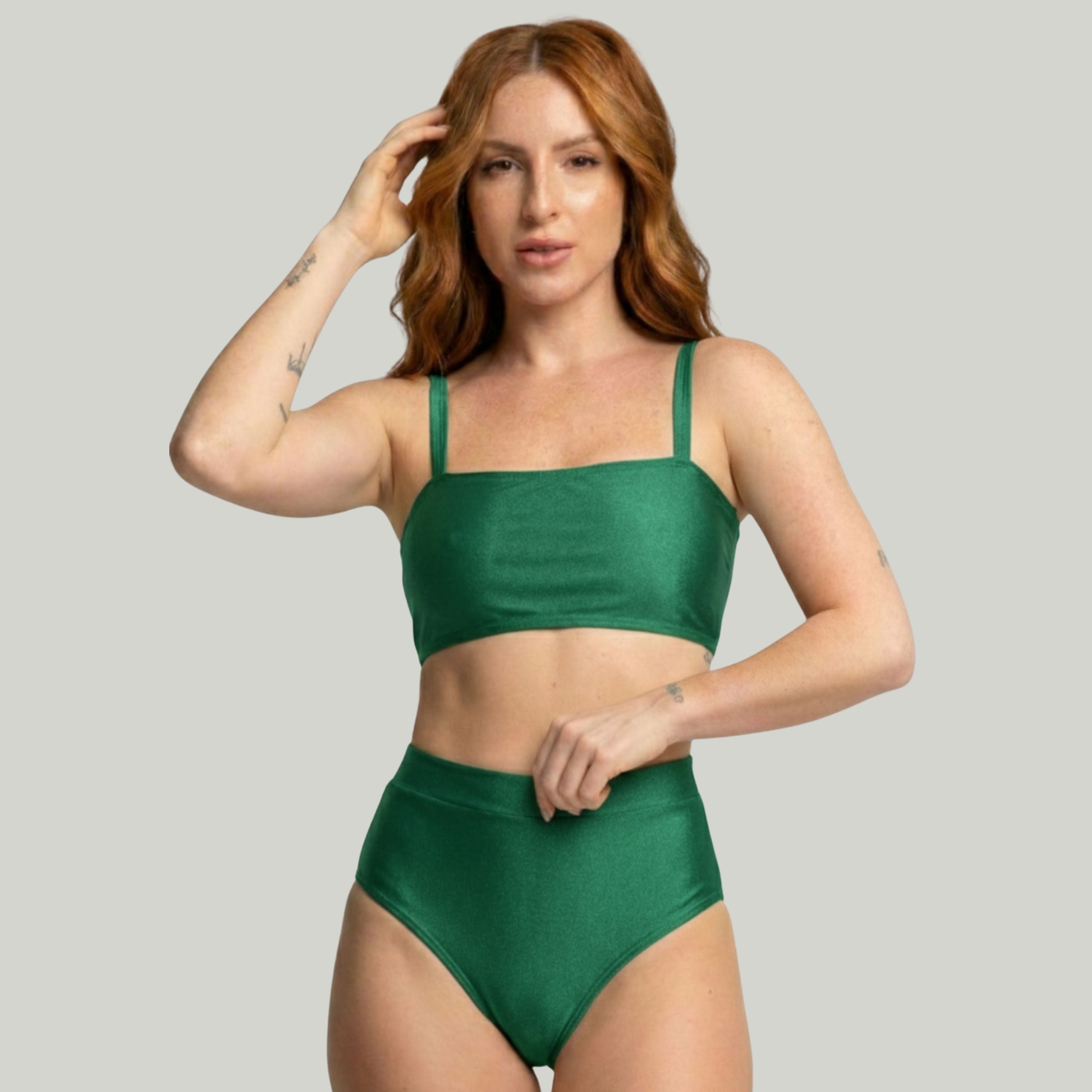 Biquíni Top Faixa Cintura Alta Verde Bandeira - VEKYO