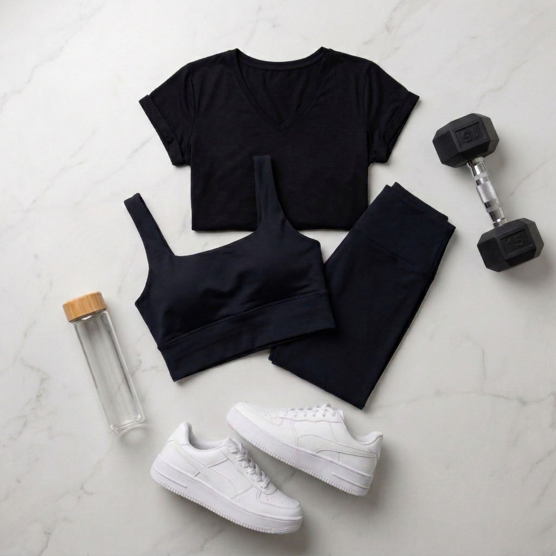 Kit Top + Calça Zero Transparência + Blusa Preto - VEKYO