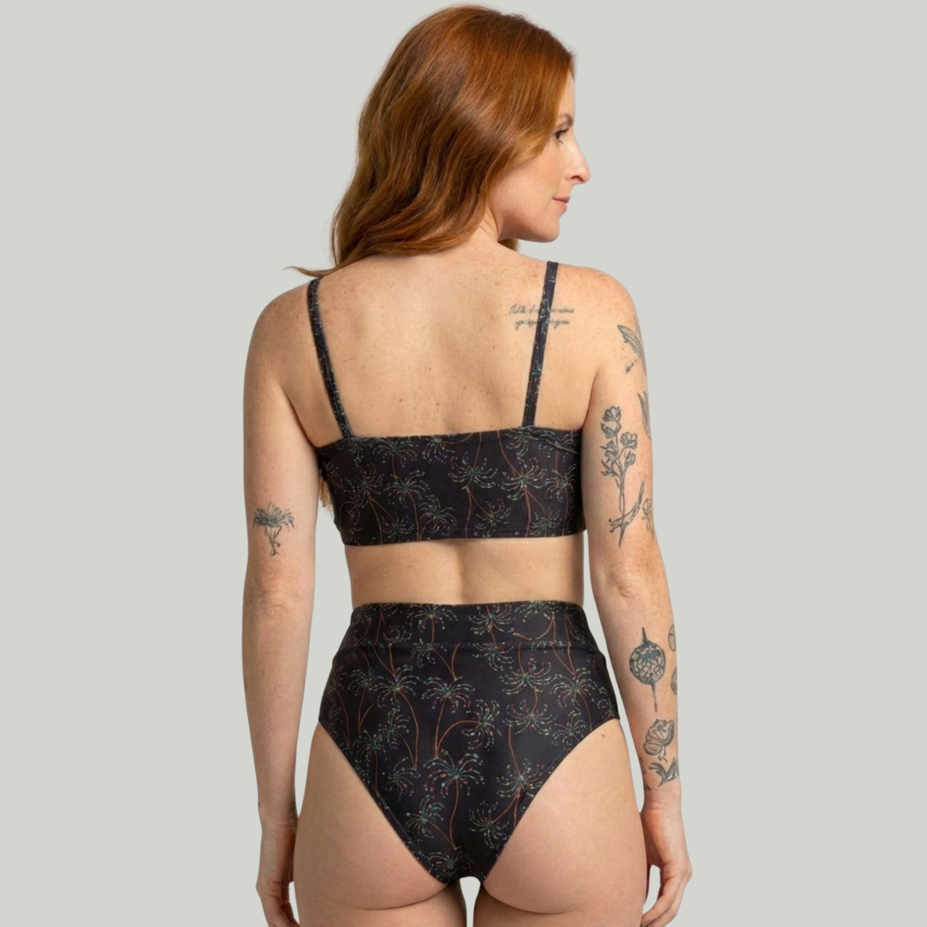 Biquíni Top Faixa Estampado Cintura Alta Preto - VEKYO