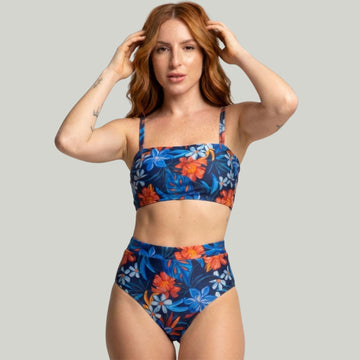 Biquíni Top Faixa Estampado Cintura Alta Royal - VEKYO