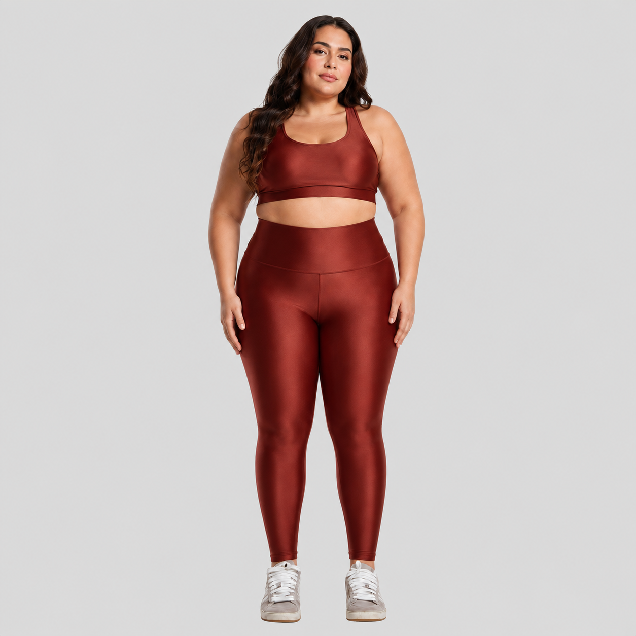 Conjunto Fitness Plus Size ESSENTIAL Marrom
