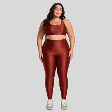 Conjunto Fitness Plus Size ESSENTIAL Marrom