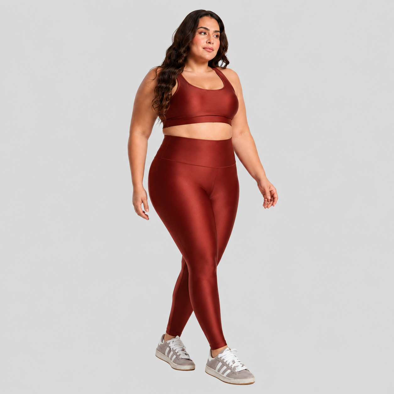 Conjunto Fitness Plus Size ESSENTIAL Marrom