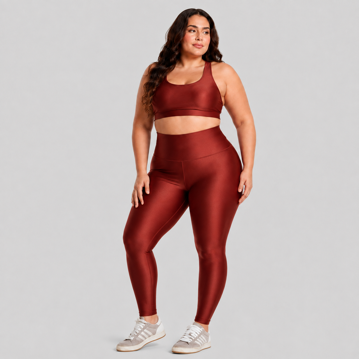 Conjunto Fitness Plus Size ESSENTIAL Marrom