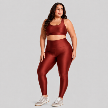 Conjunto Fitness Plus Size ESSENTIAL Marrom
