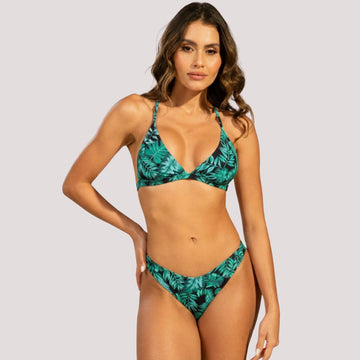 Biquíni Asa Delta Estampado Preto e Azul Celeste