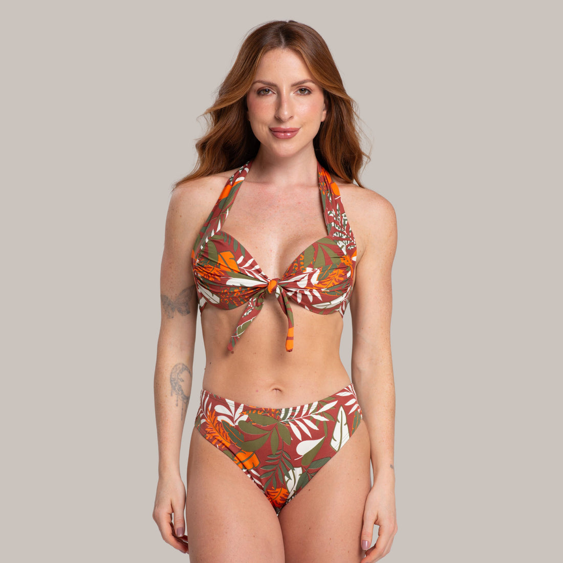 Biquíni Estampado Com Bojo Marrom - VEKYO