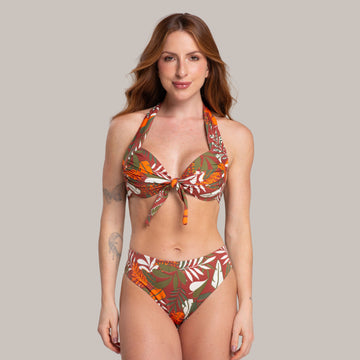 Biquíni Estampado Com Bojo Marrom - VEKYO