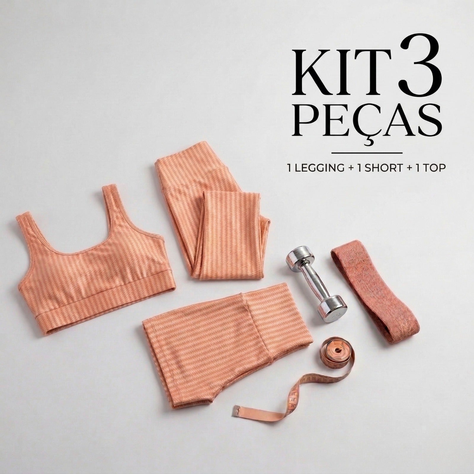 Kit Top + Calça + Short New Zig Rosa Claro - VEKYO