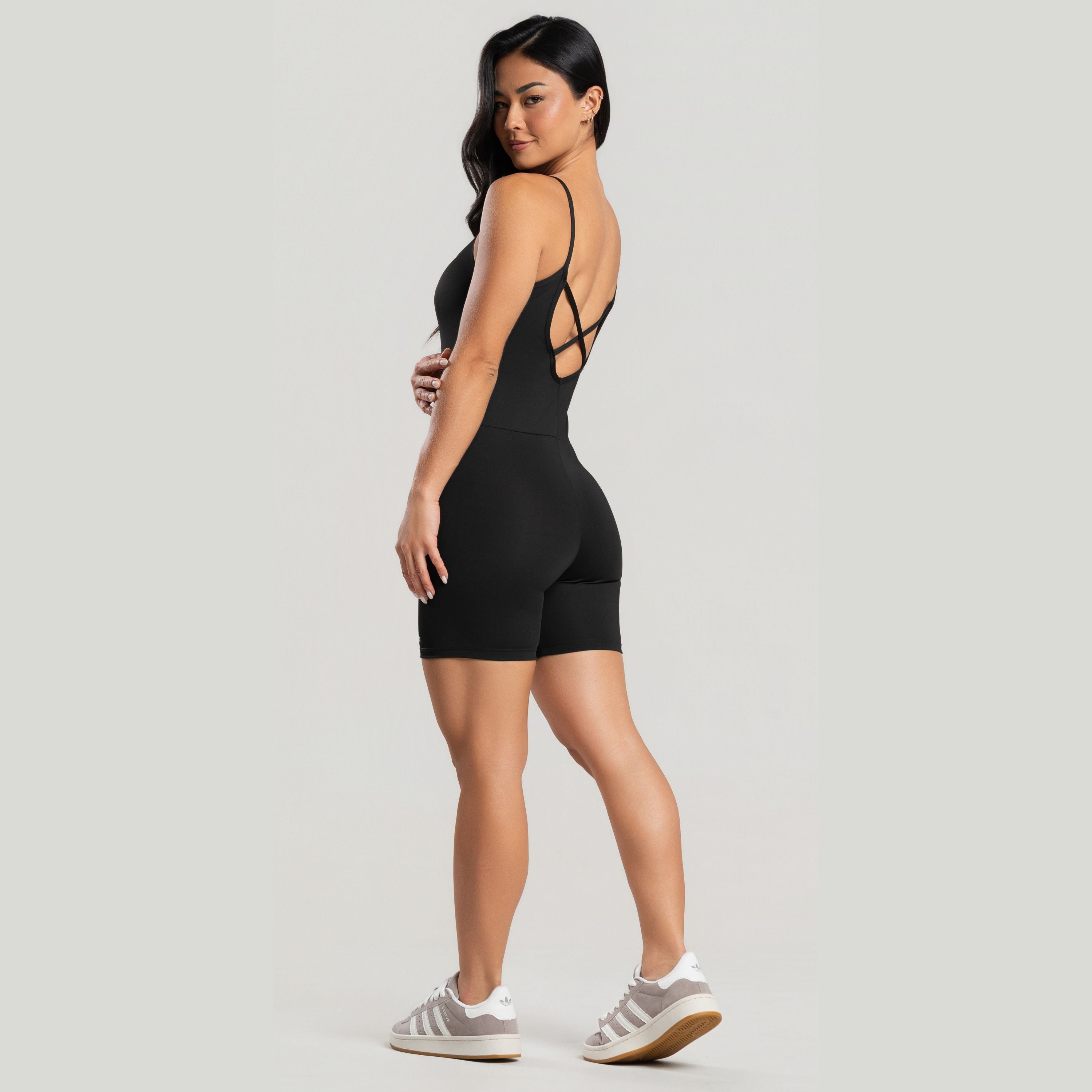 Macaquinho Fitness Costa Cruzada Zero Transparência Preto - VEKYO