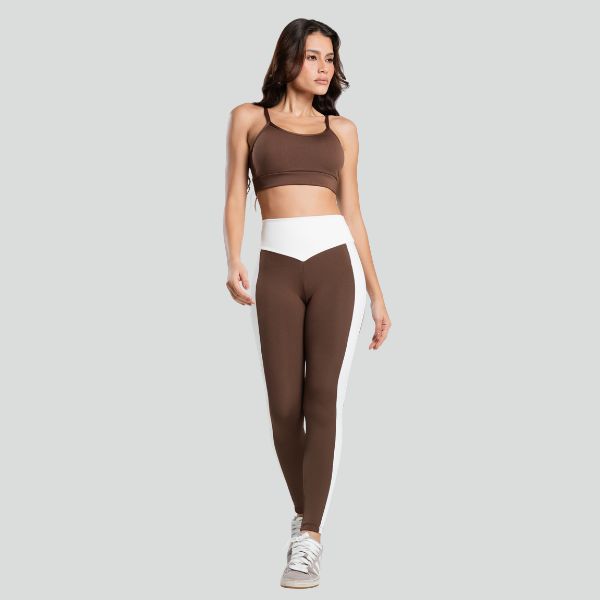 Conjunto Fitness Feminino Bicolor Marrom