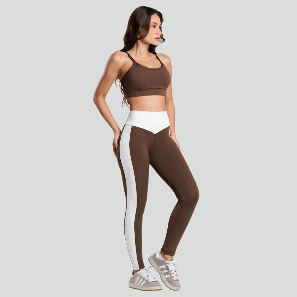 Conjunto Fitness Feminino Bicolor Marrom